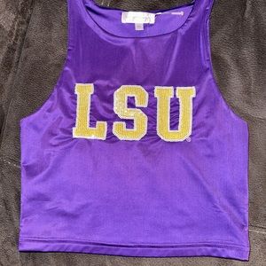 Ladies LSU Tiger Cropped Tank.